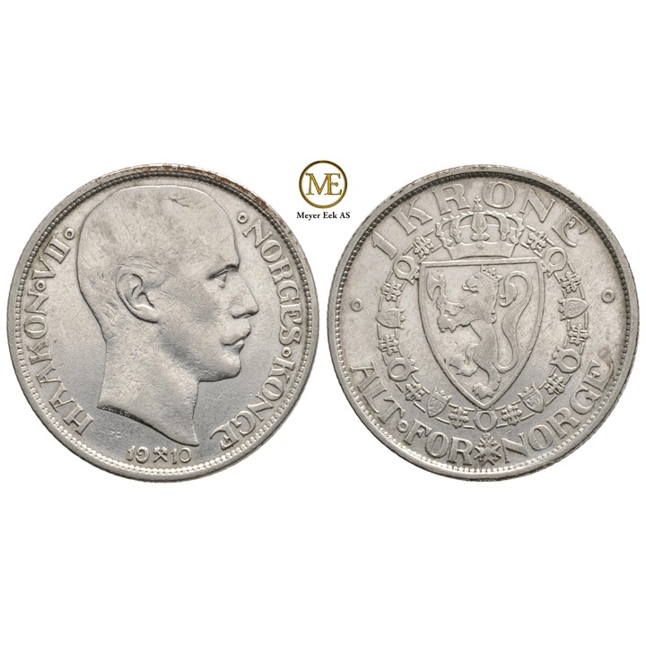 1 krone 1910 Haakon VII. Kv.1+