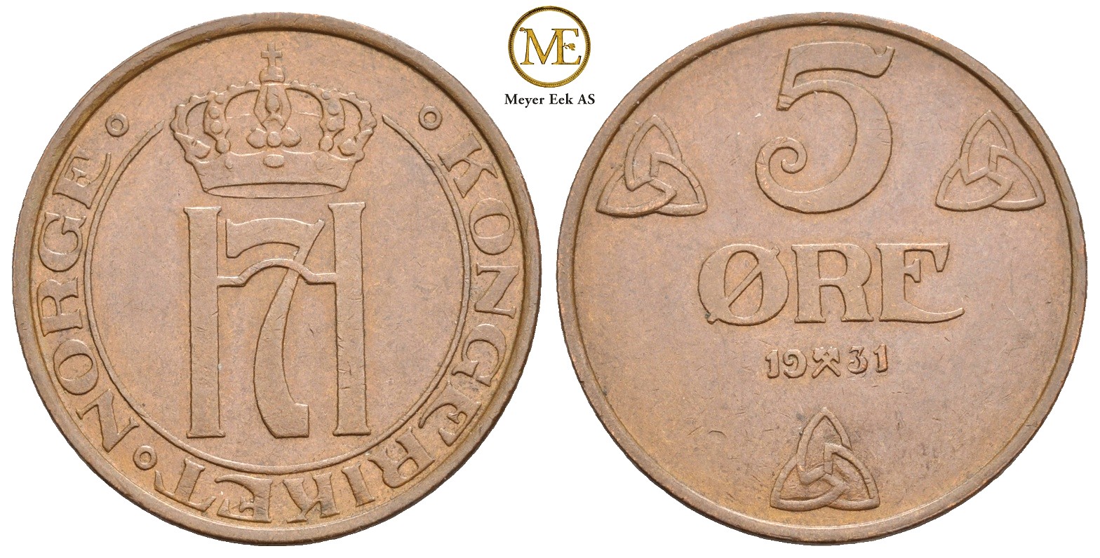 5 øre 1931 Haakon VII. Kv.0/01