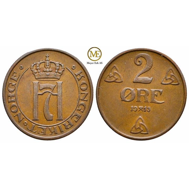 2 øre 1915 Haakon VII. Kv.01