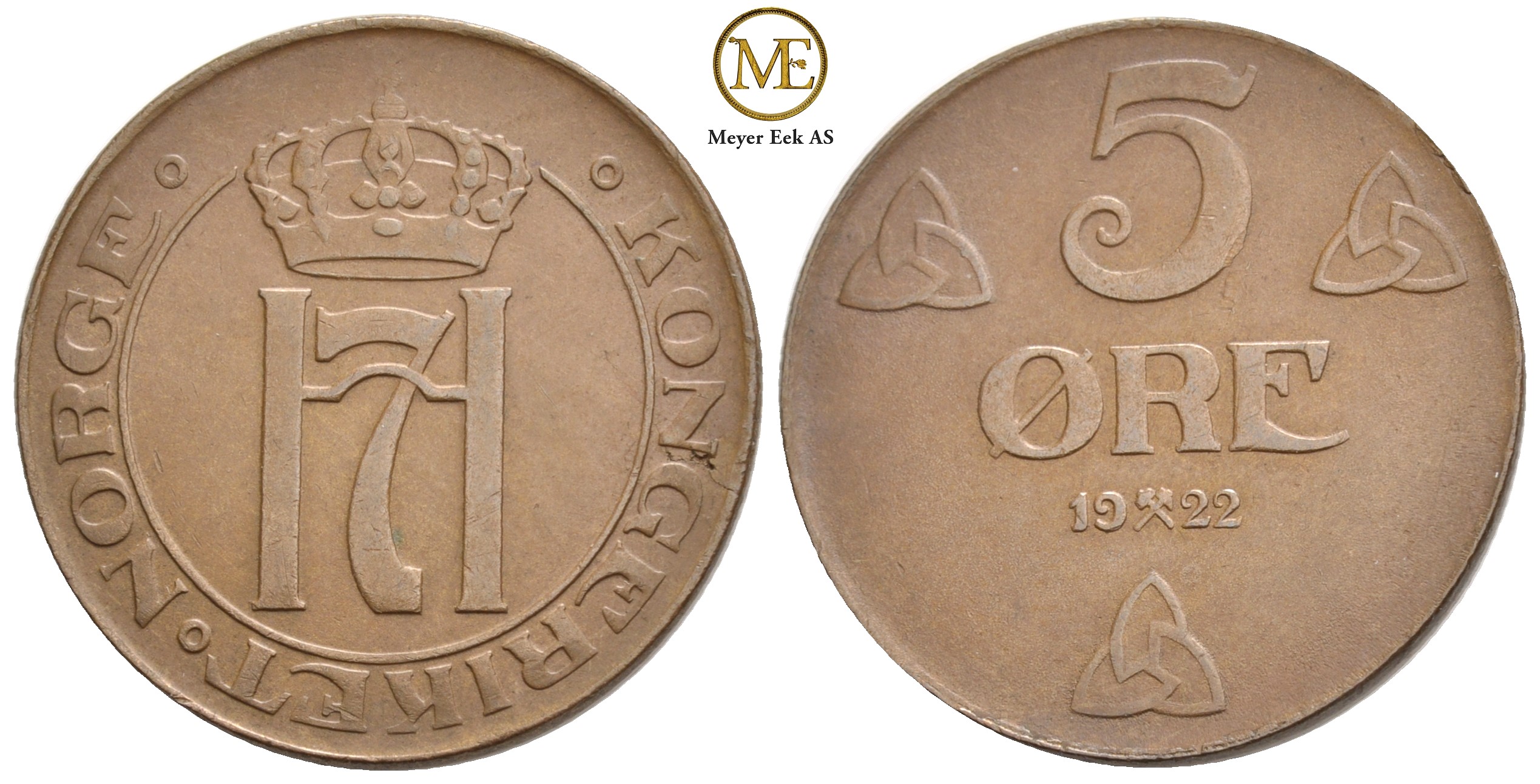 5 øre 1922 Haakon VII. Kv.01