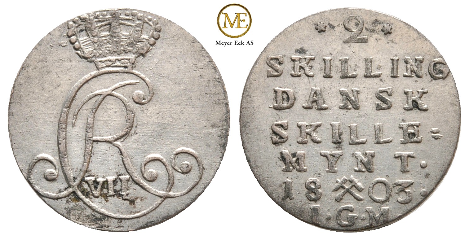 2 skilling 1803 Christian VII. Kv.0/01