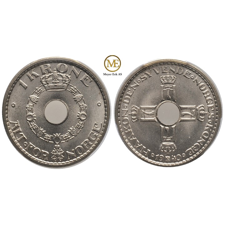 1 krone 1940 Haakon VII. MS66. Prakt eksemplar