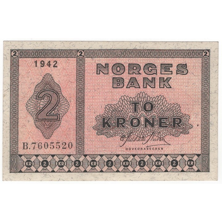 2 kroner 1942 B.7605520. Kv.0