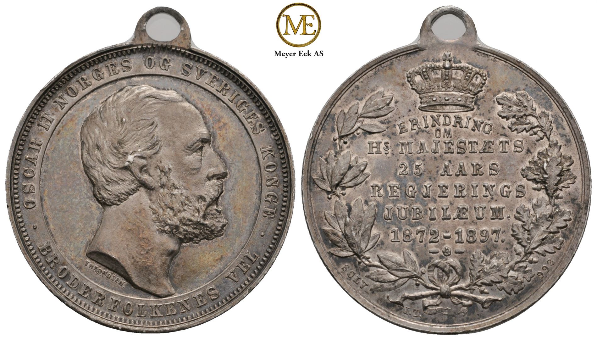 Oscar II 25 års regjering 1897. Sølv med hempe. Kv.01