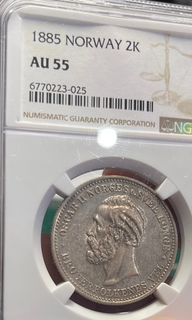 2 kroner 1885 Oscar II. AU 55