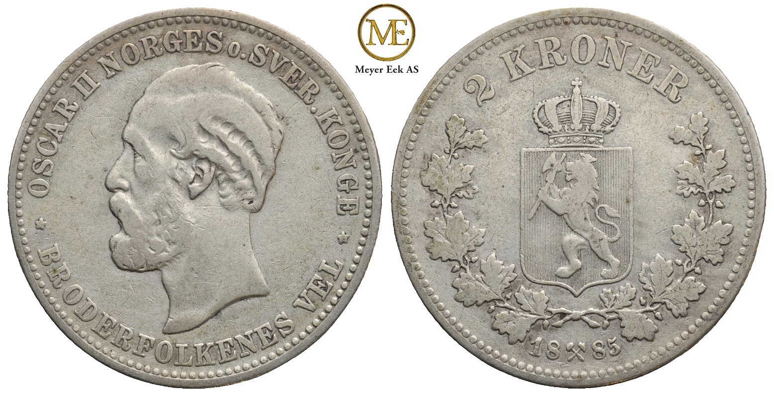 2 kroner 1885 Oscar II. Kv.1