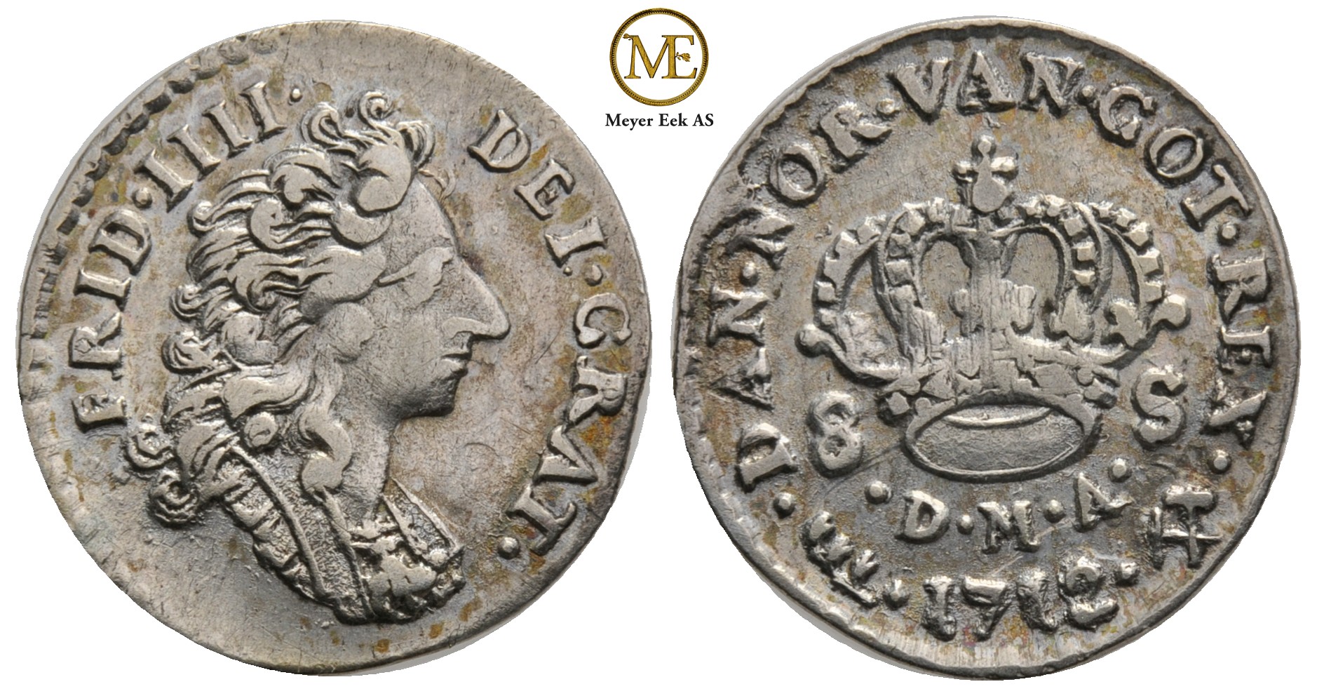 8 skilling 1712 Frederik IV. Kv.1+