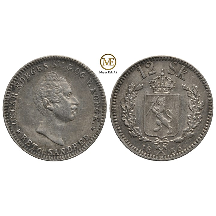 12 skilling 1856 Oscar I. Kv.01