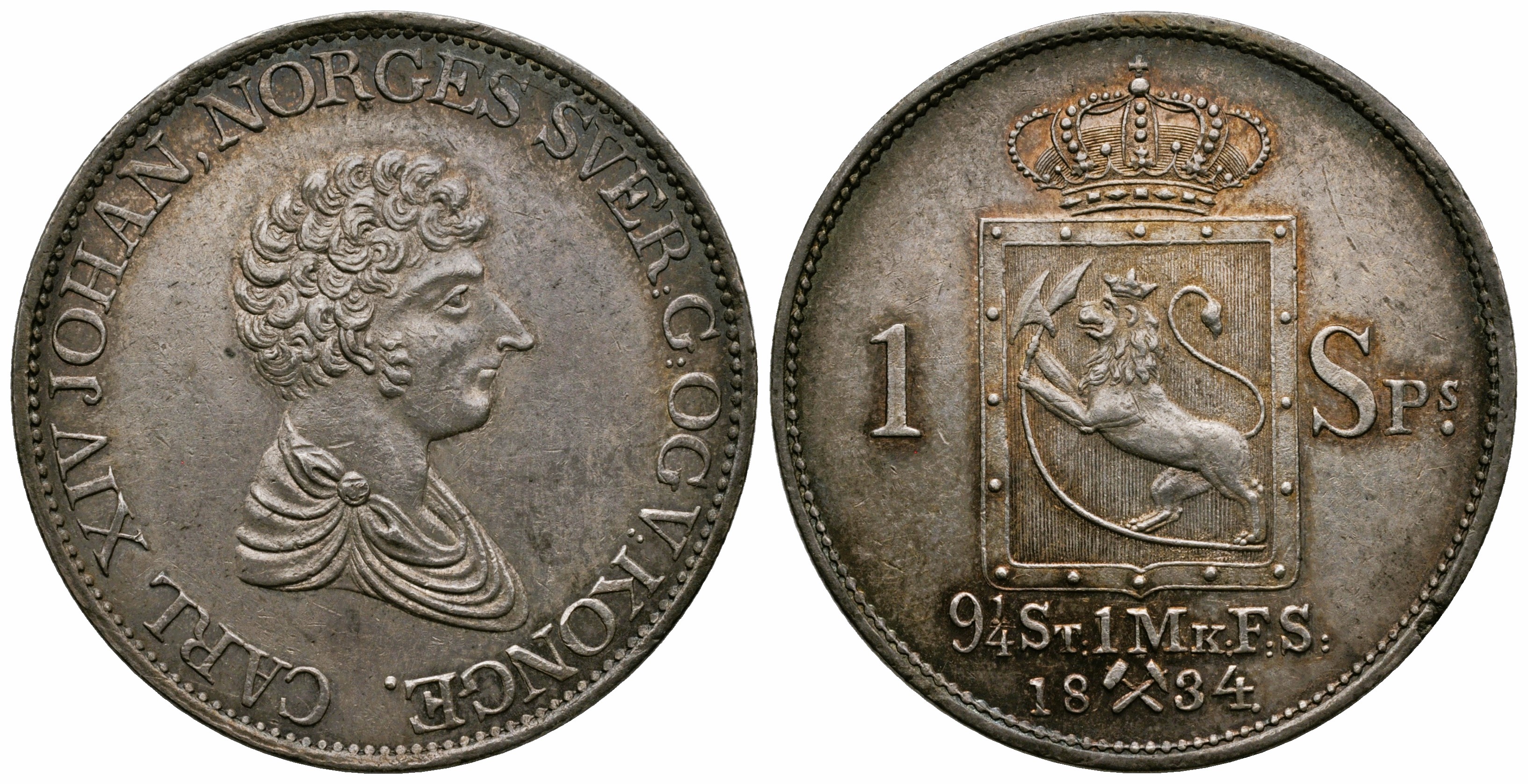 Speciedaler 1834 Carl XIV Johan. Kv.01