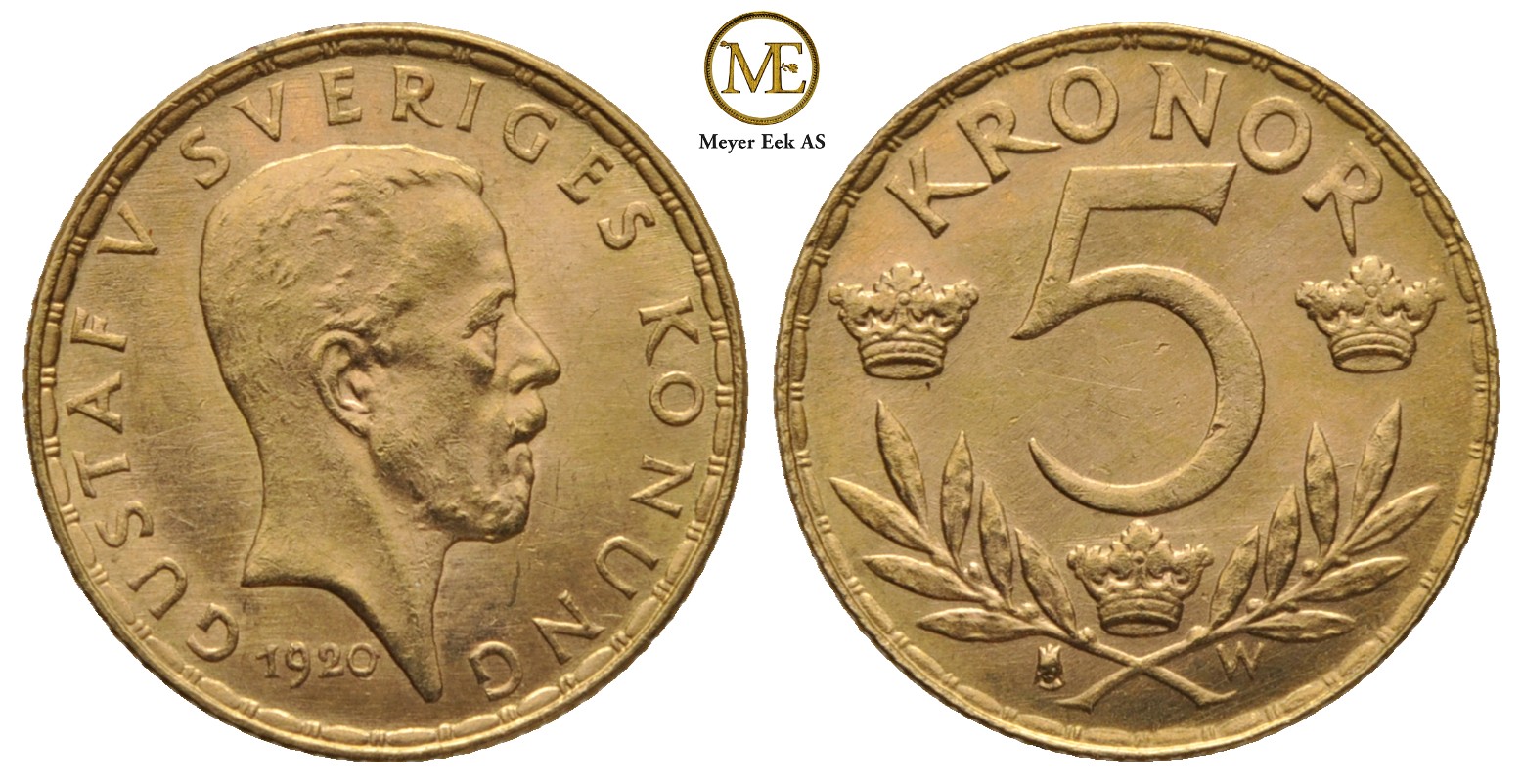 5 kronor 1920 Gustav V. Kv.0/01
