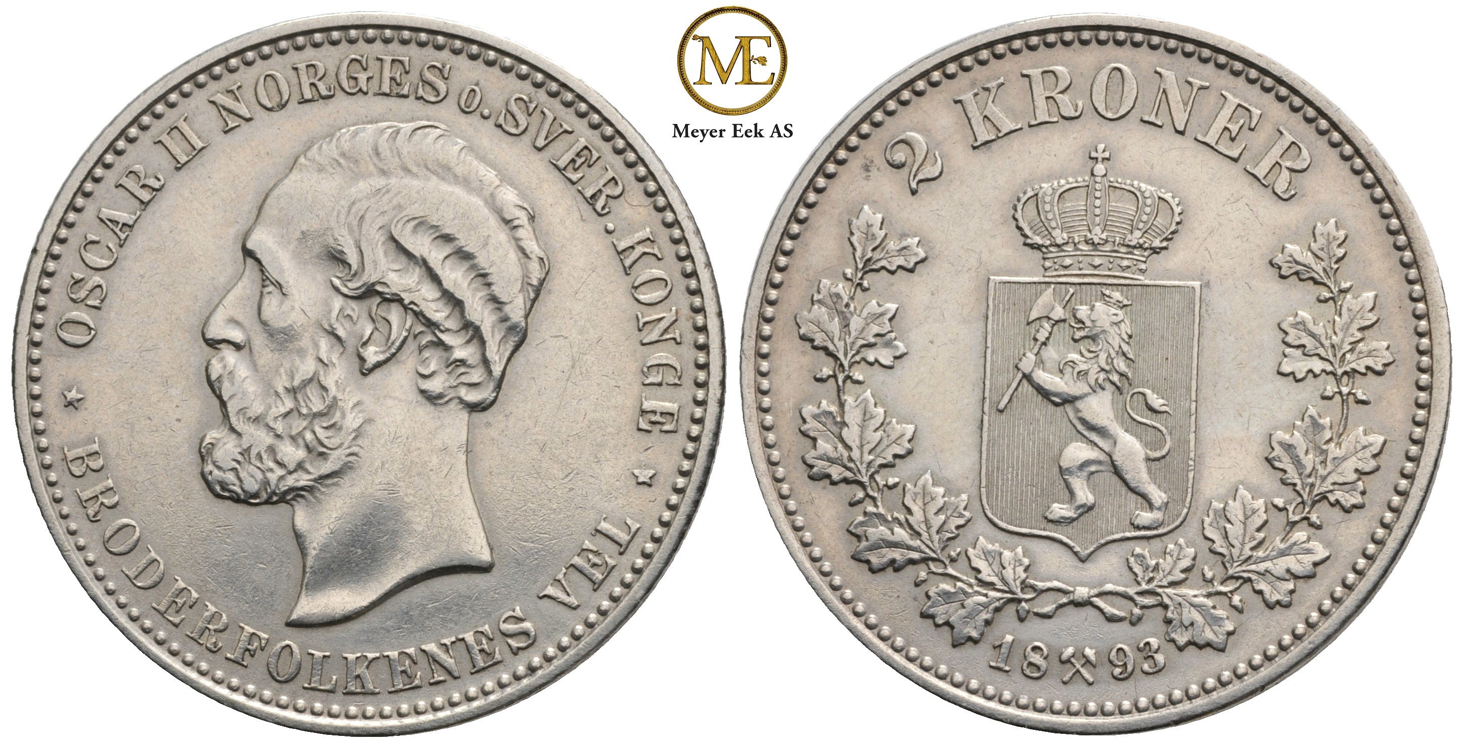 2 kroner 1893 Oscar II. Kv.01