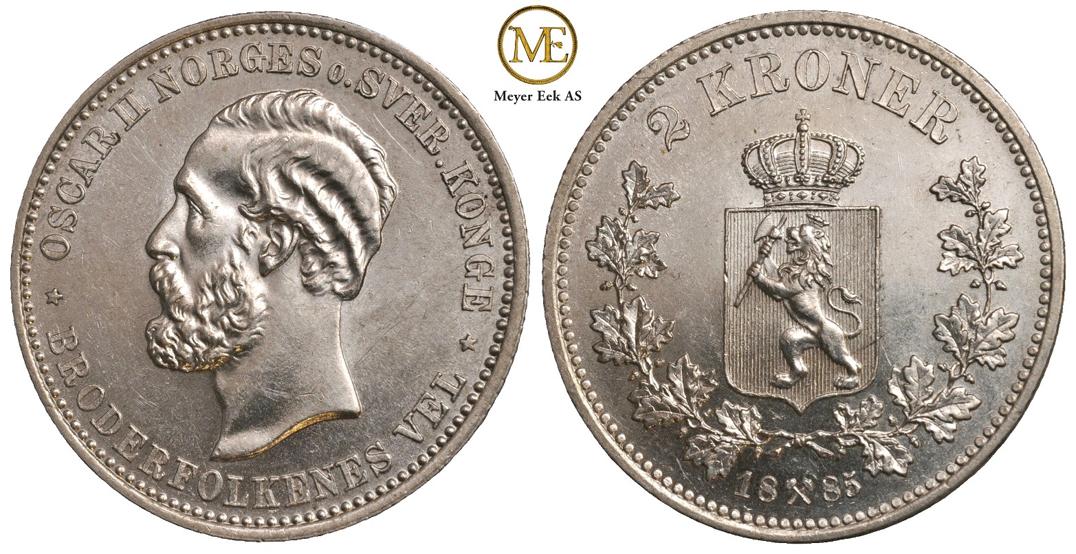 2 kroner 1885 Oscar II. Kv.0