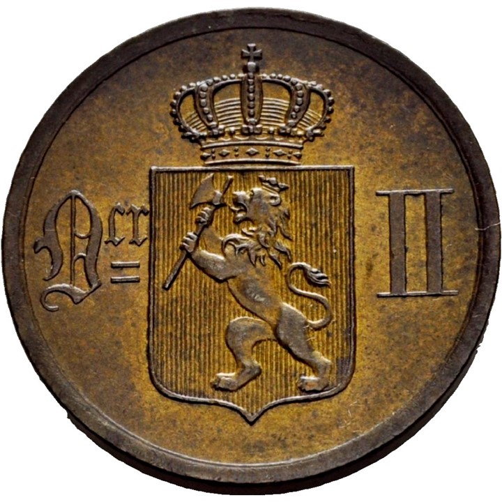 2 øre 1884 Oscar II. Kv.0/01