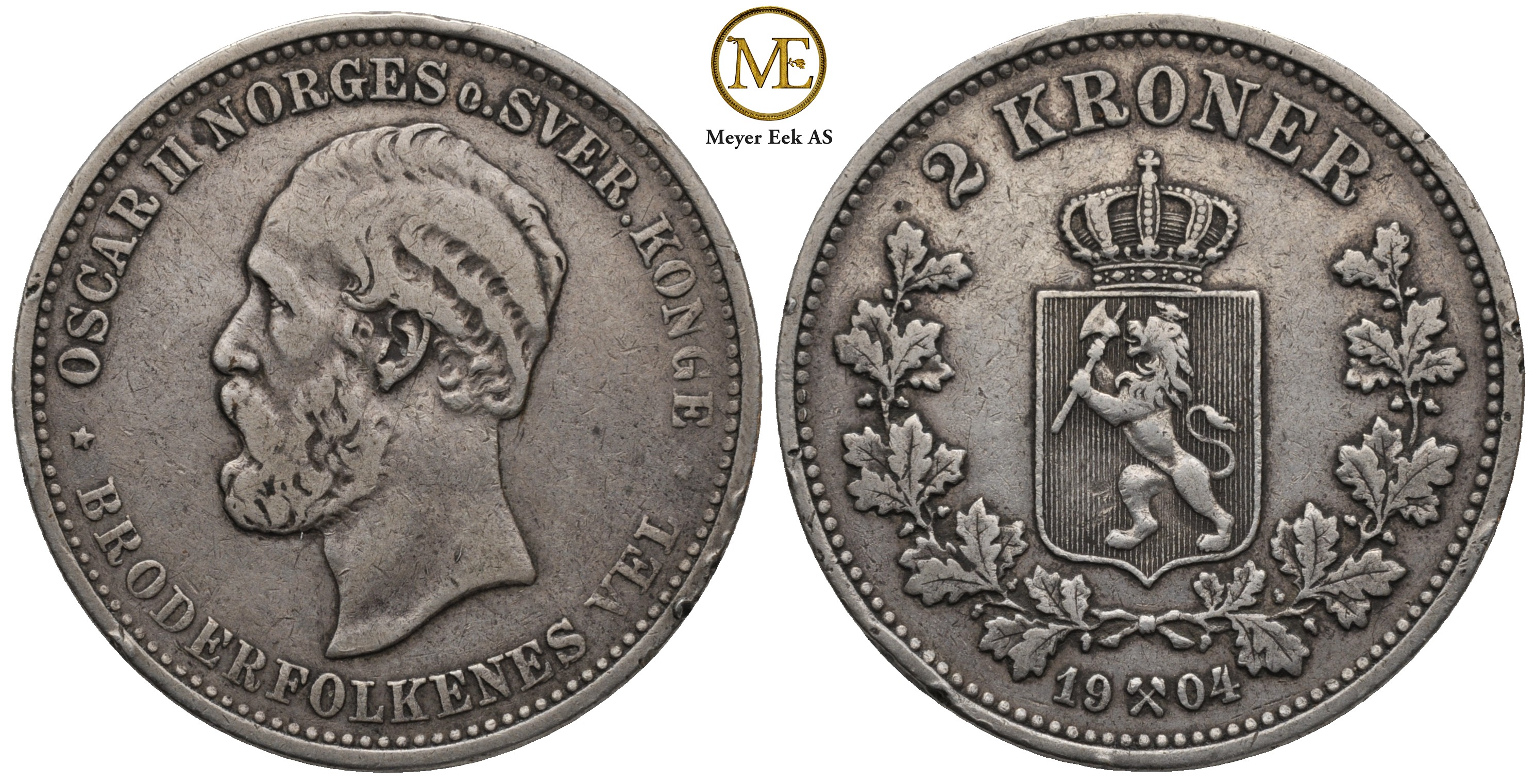 2 kroner 1904 Oscar II. Kv.1