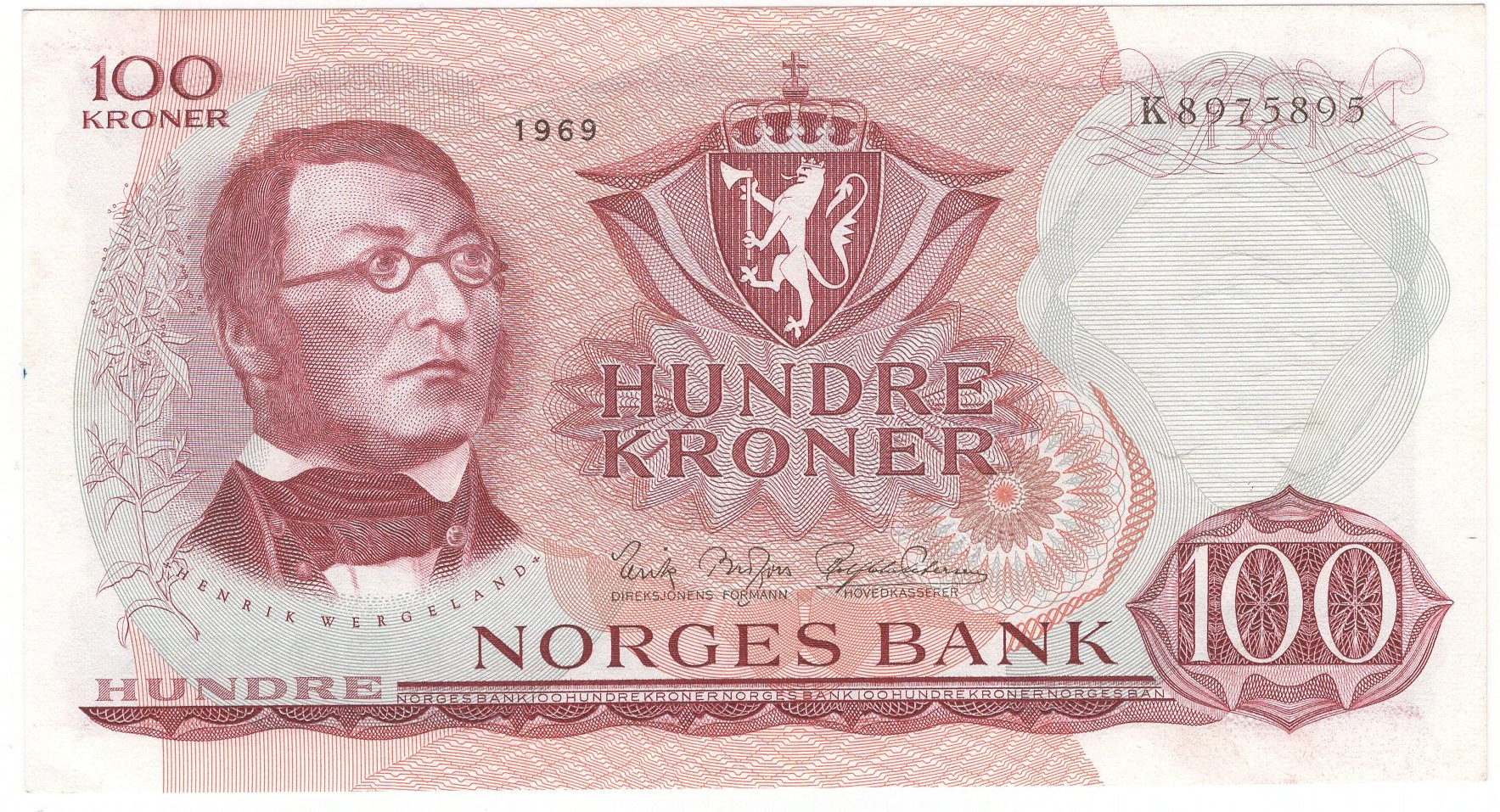 100 kroner 1969 K.8975895. Kv.0/01