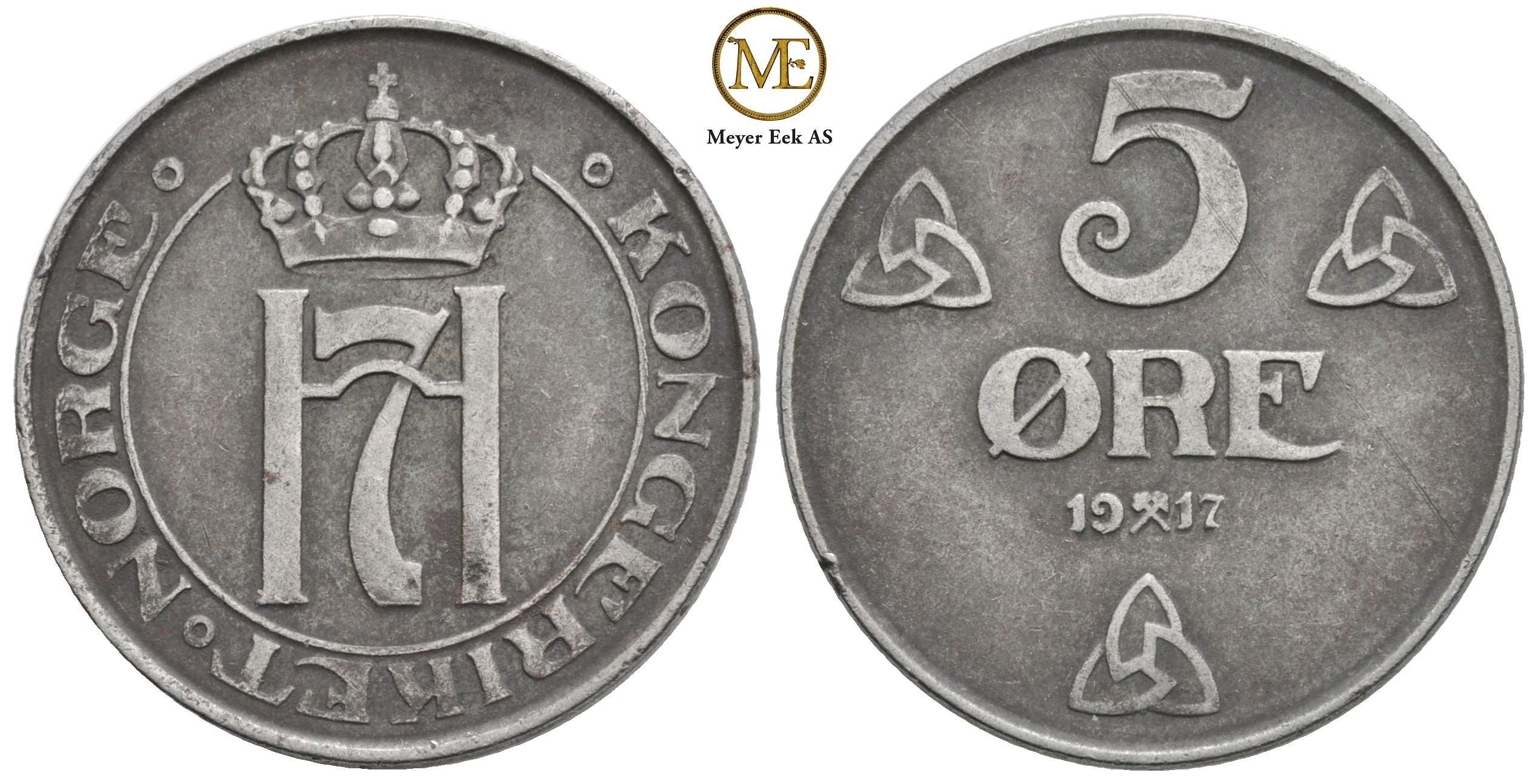 5 øre 1917 Haakon VII. Kv.01