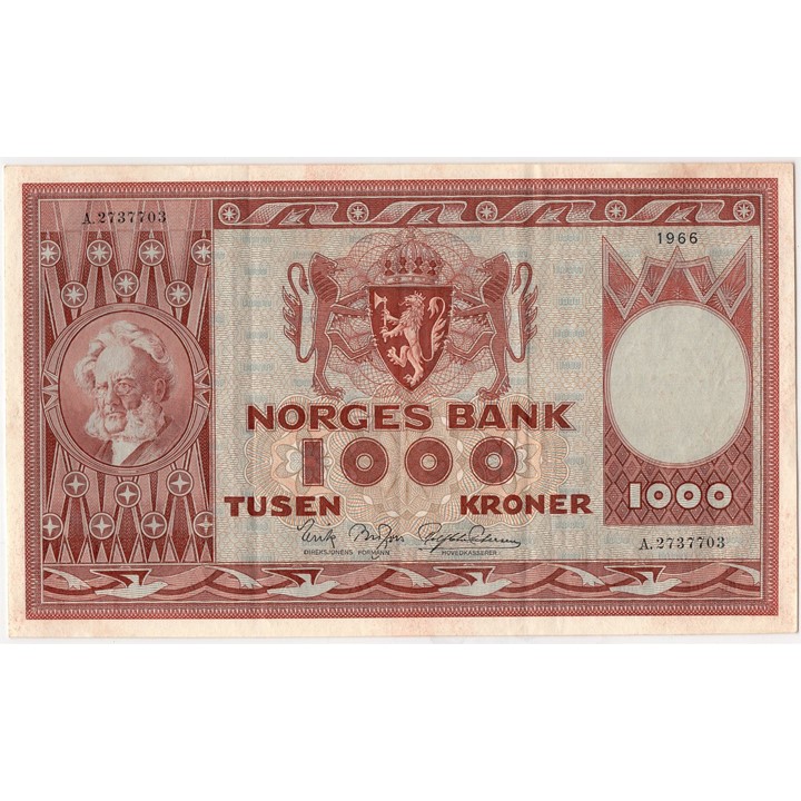 1000 kroner 1966 A.2737703.  40 EPQ. Kv.1+