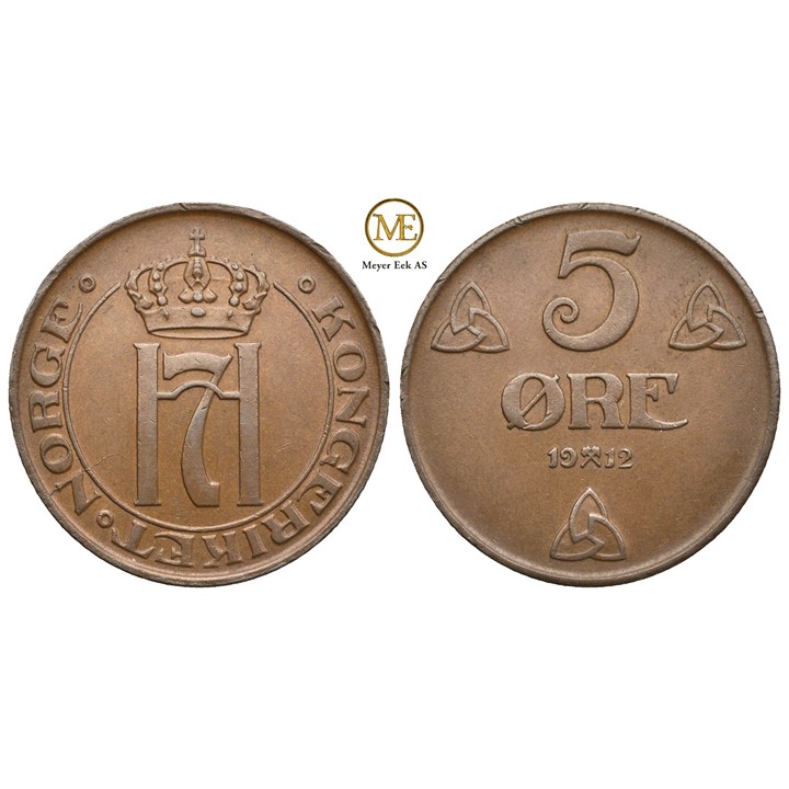 5 øre 1912 Haakon VII. Kv.0/01