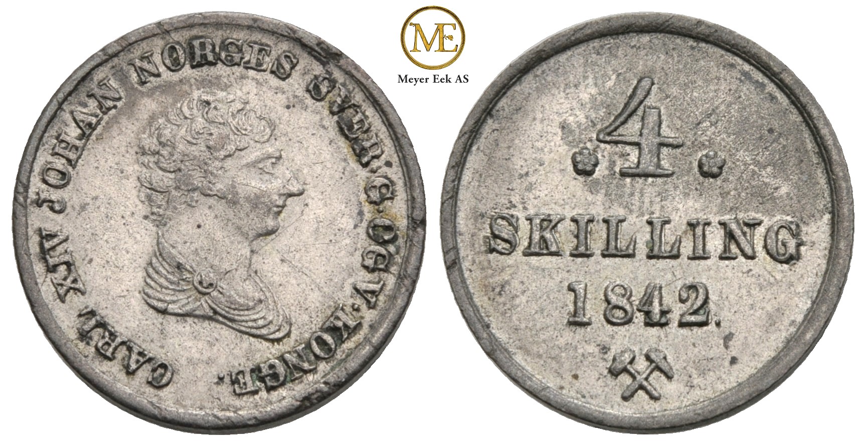 4 skilling 1842 Carl XIV Johan. Kv.01