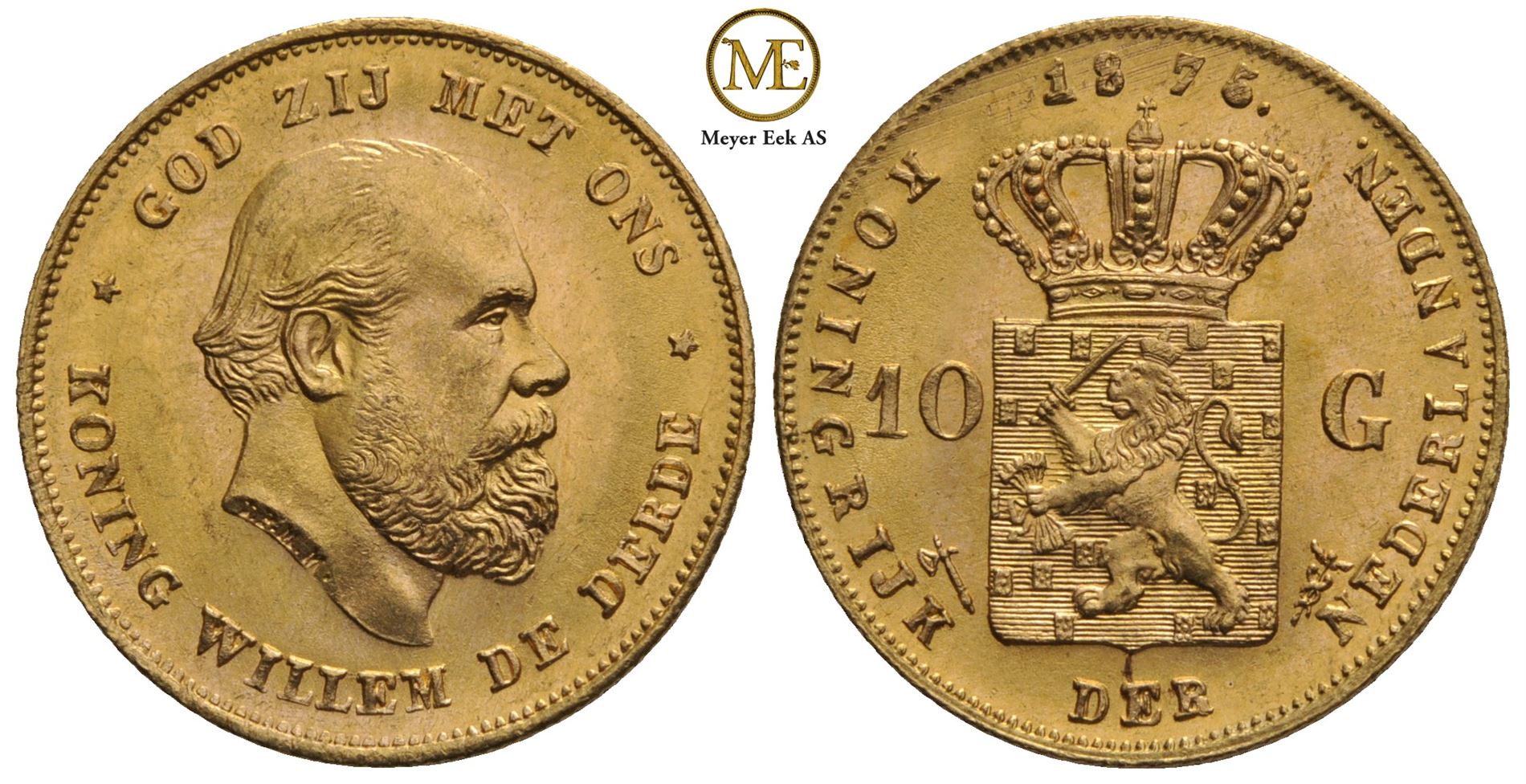 10 gulden 1875 Willem III.  Kv.0/01