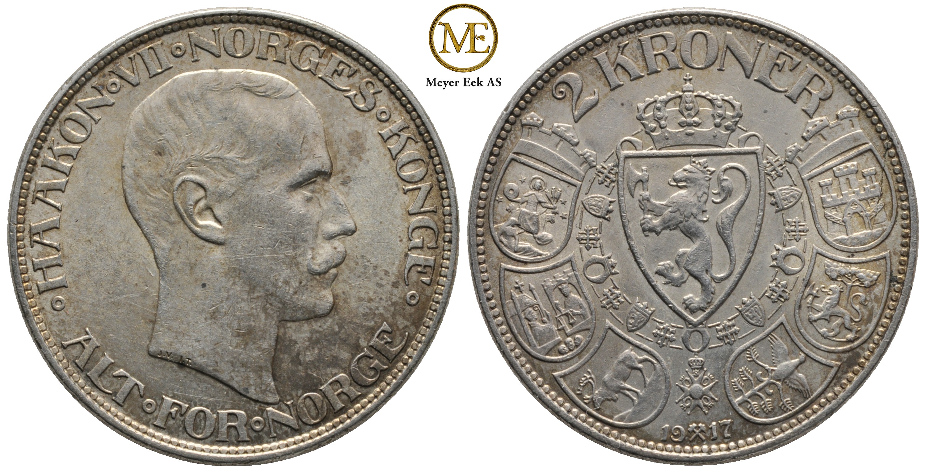 2 kroner 1917 Haakon VII. Kv.01