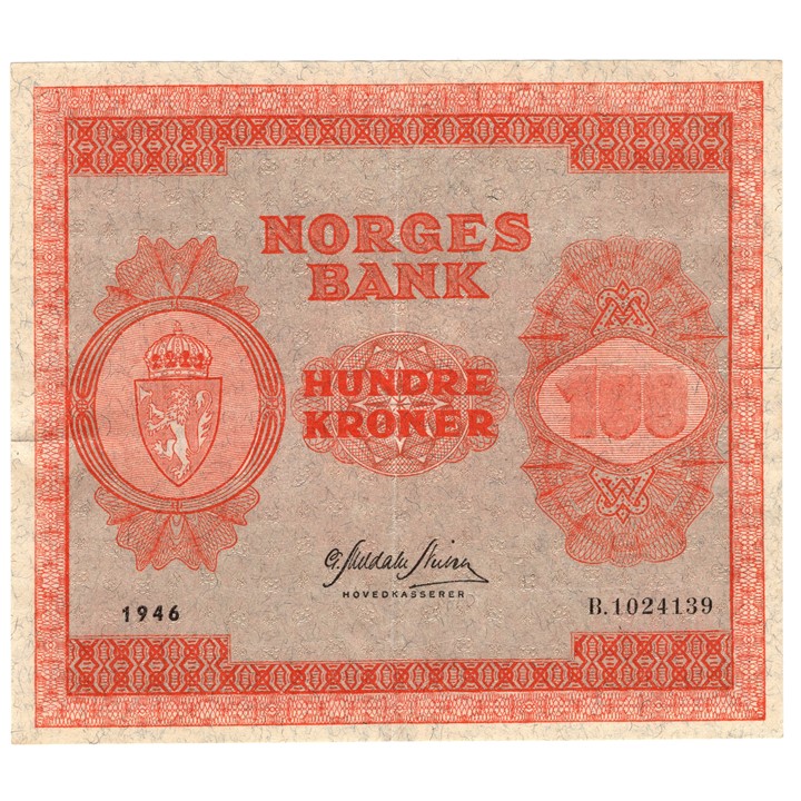 100 kroner 1946 B. Kv.1+