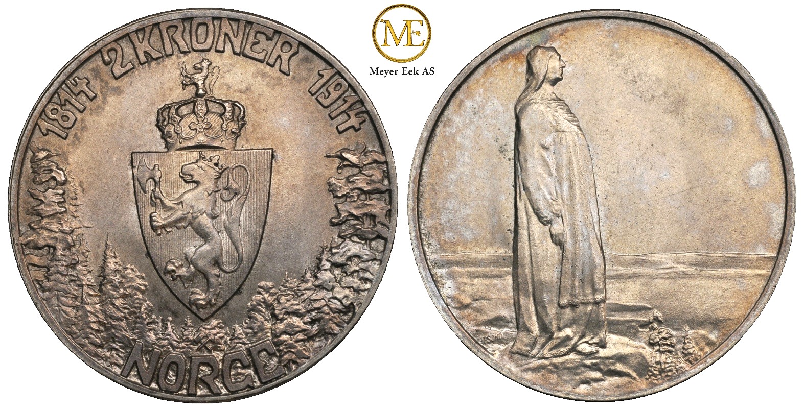 2 kroner 1914 Mor Norge. Jubileum. Kv.0