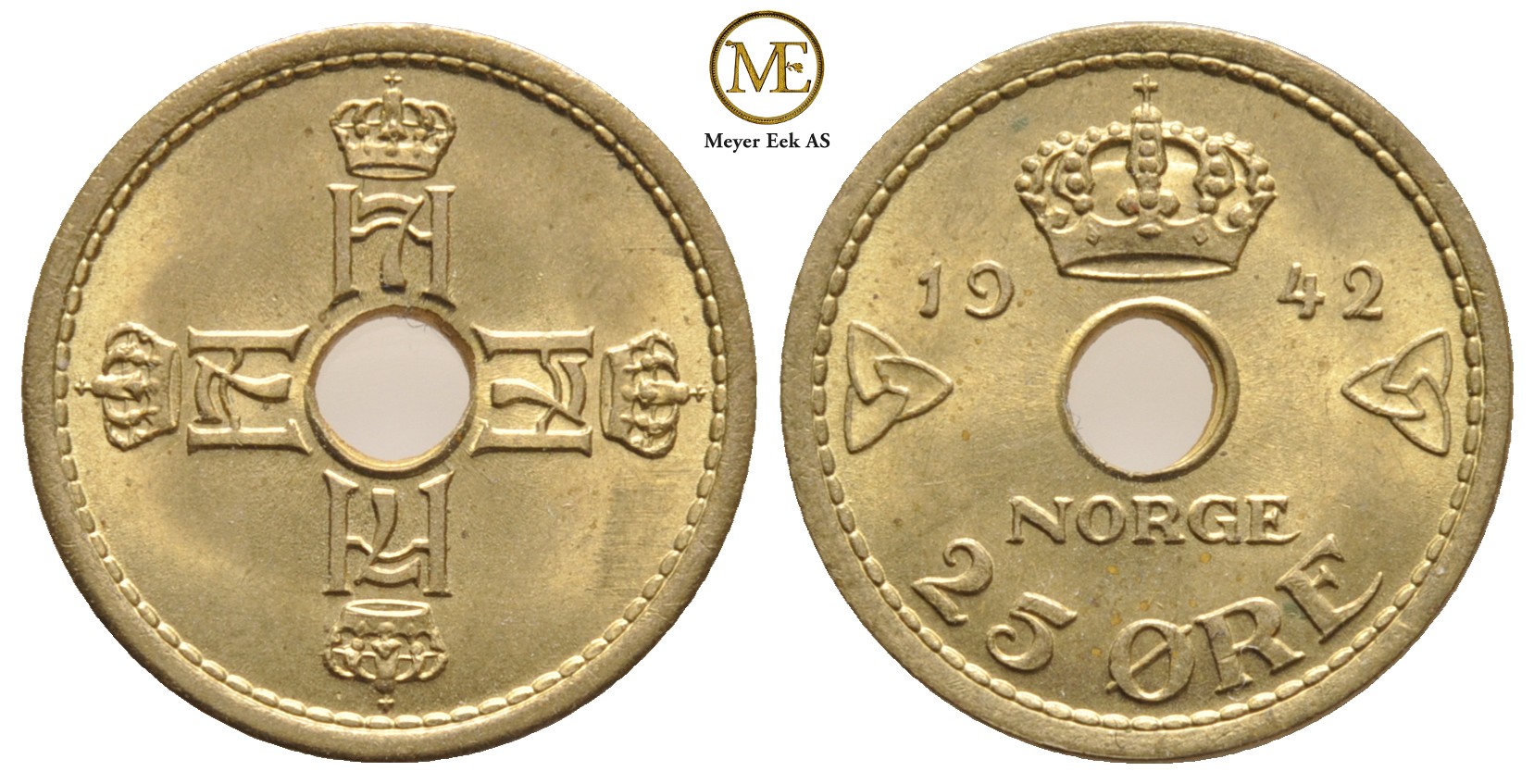 25 øre 1942 London utg. Haakon VII. Kv.0