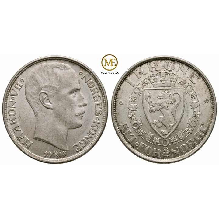 1 krone 1916 Haakon VII. Kv.0/01