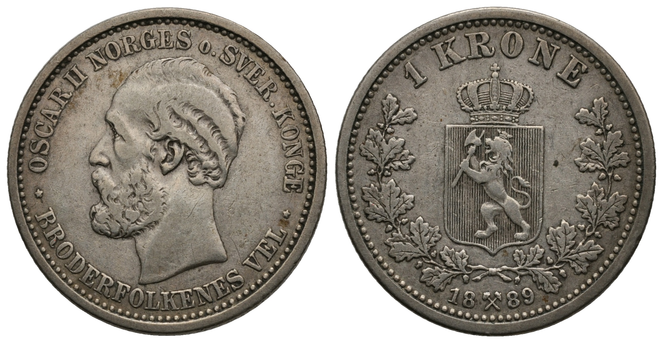 1 krone 1889 Oscar II. Kv.1