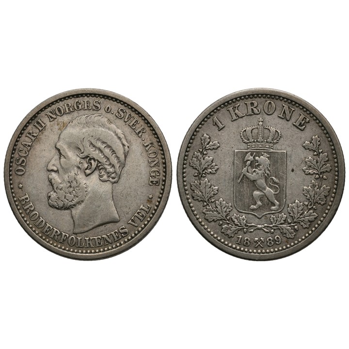 1 krone 1889 Oscar II. Kv.1