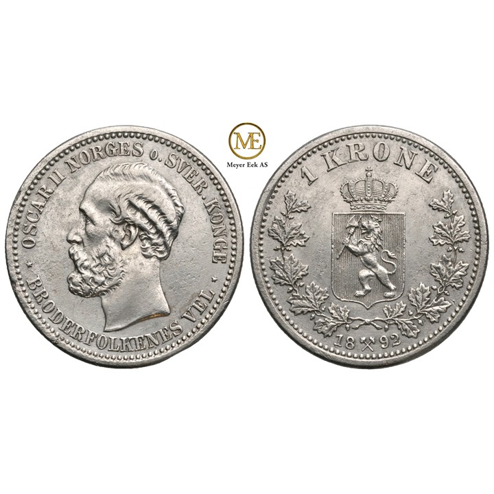 1 krone 1892 Oscar II. Kv.01