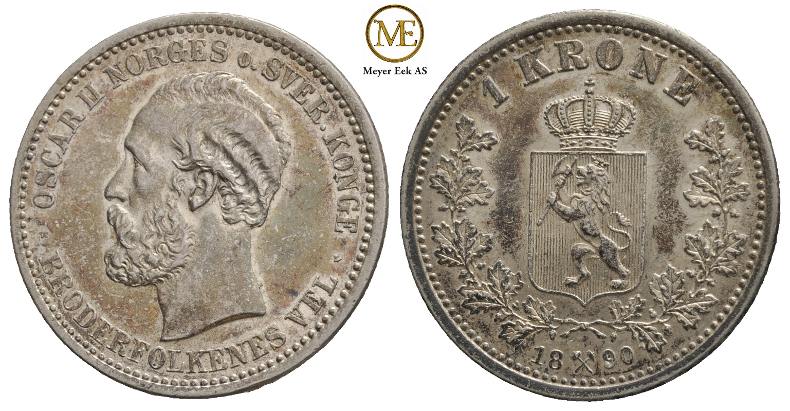 1 krone 1890 Oscar II. Kv.0/01