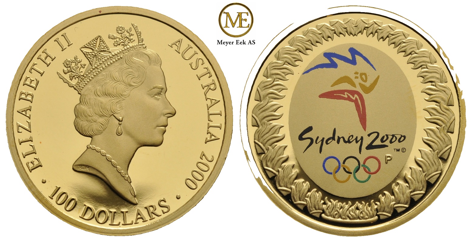 100 dollar 2000. Elizabeth II. Summer Olympic. (999) Proof