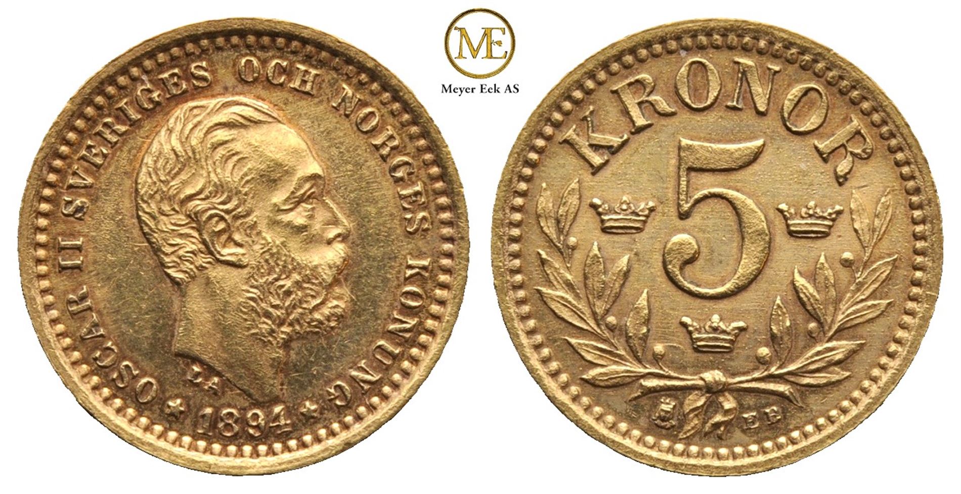 5 kronor 1894 Oscar II. Kv.01