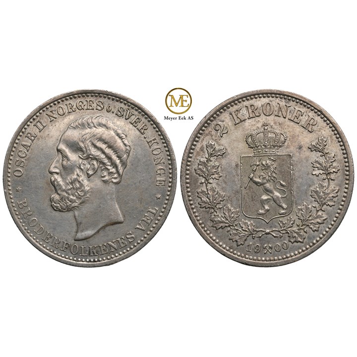 2 kroner 1900 Oscar II. Kv. God 01
