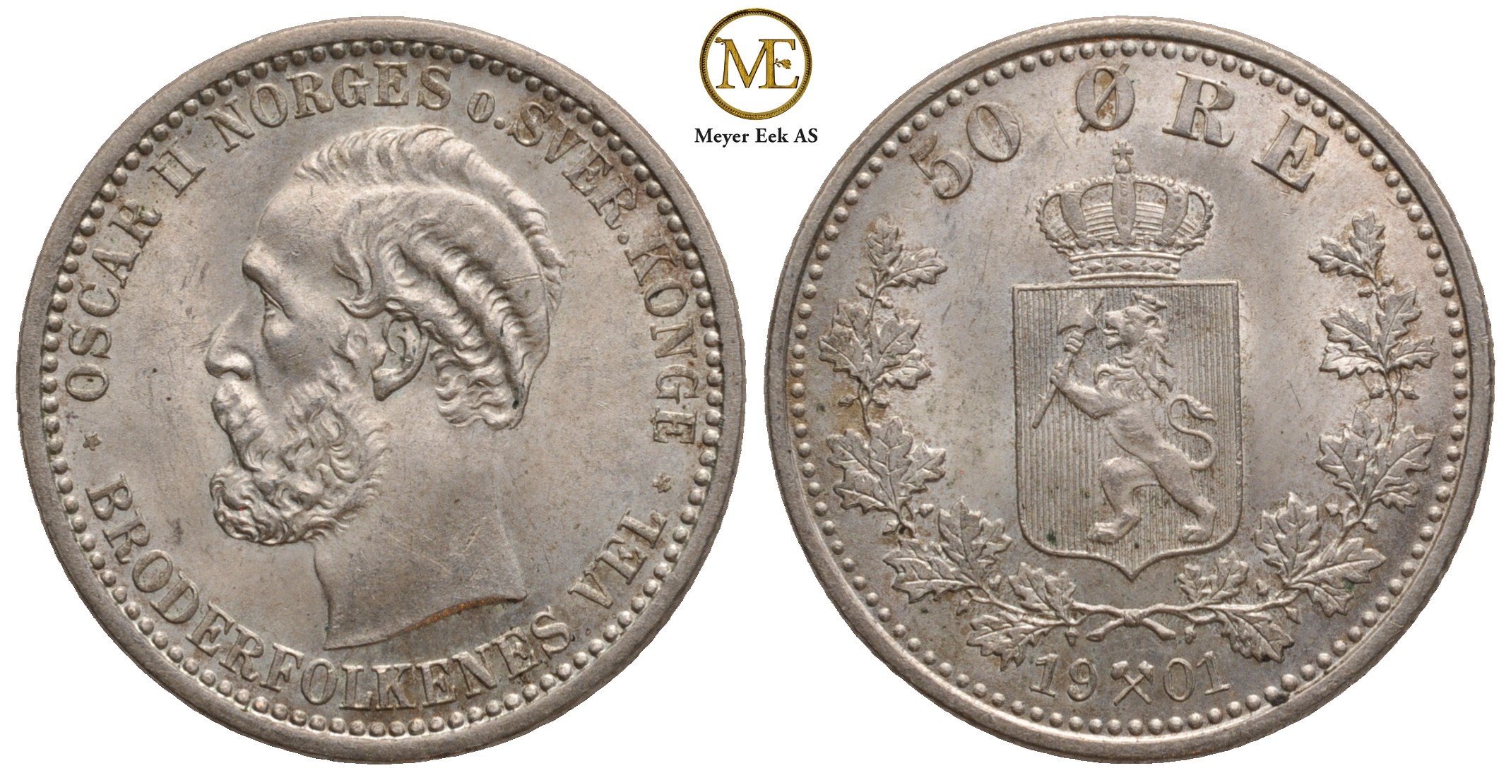 50 øre 1901 Oscar II. Kv.0