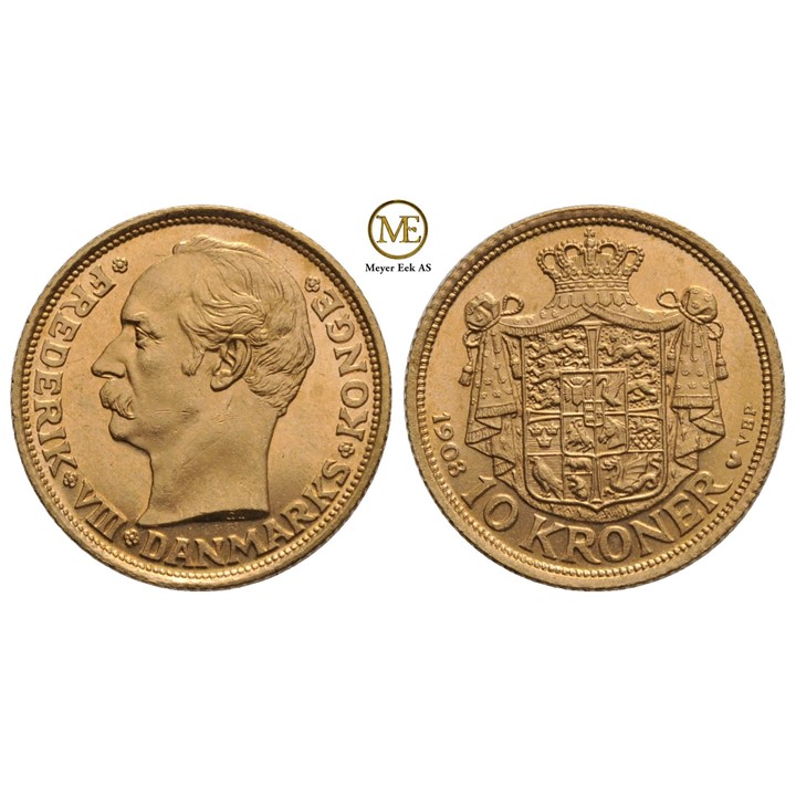10 kroner 1908 Frederik III. Kv.0/01