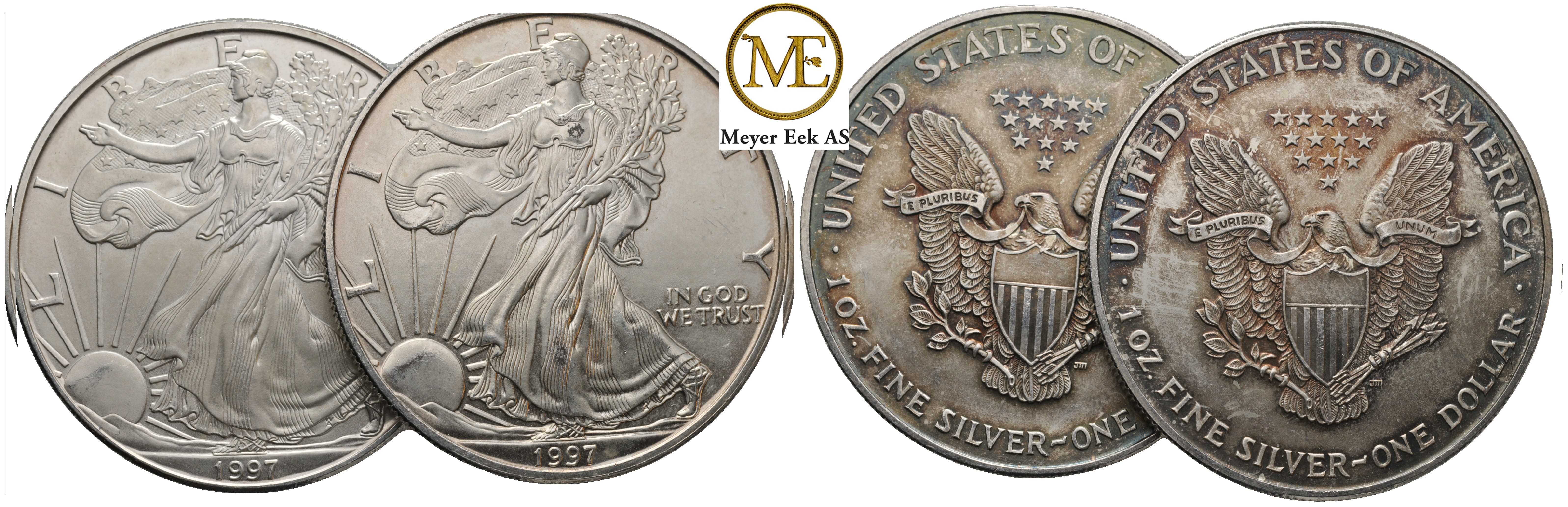 2 x Liberty dollar 1997. 2 oz rent sølv