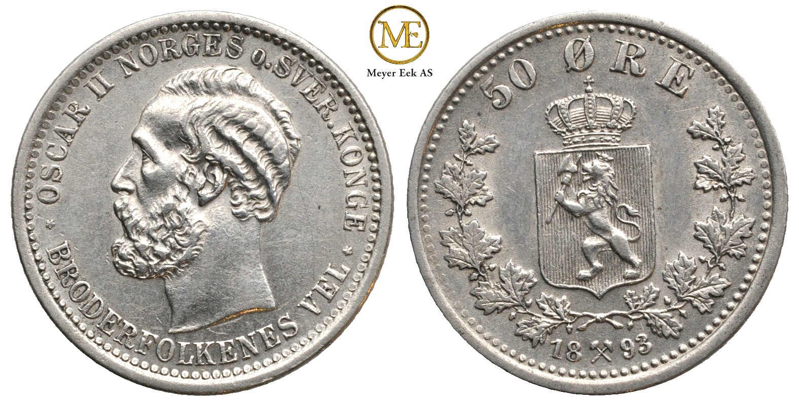 50 øre 1893 Oscar II. Kv.0/01