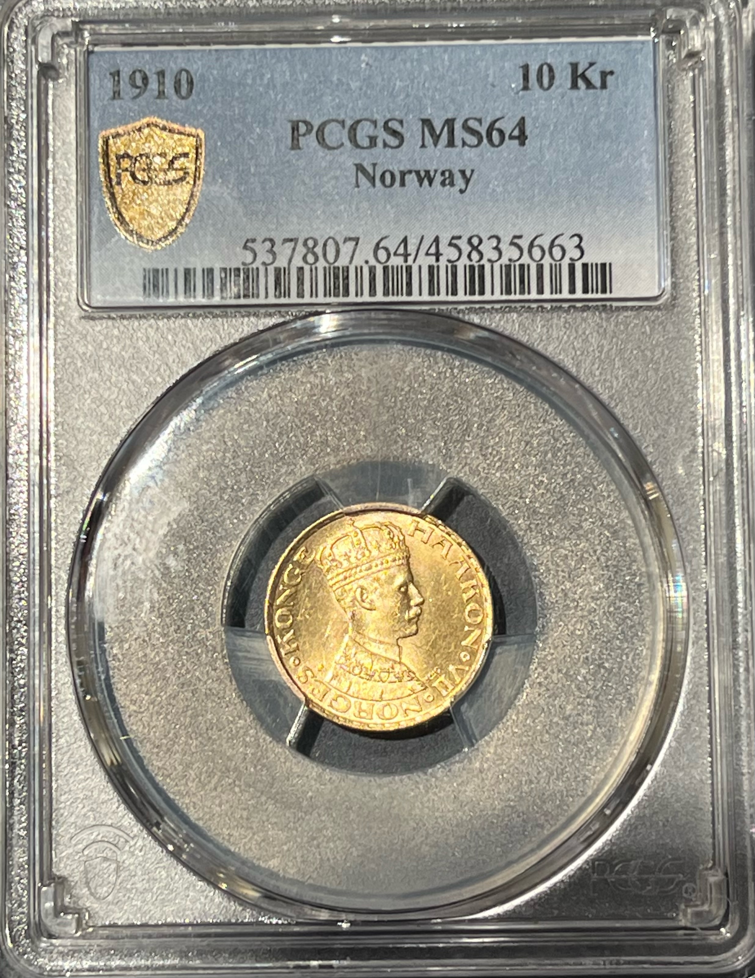 10 kroner 1910 Haakon VII.  MS64