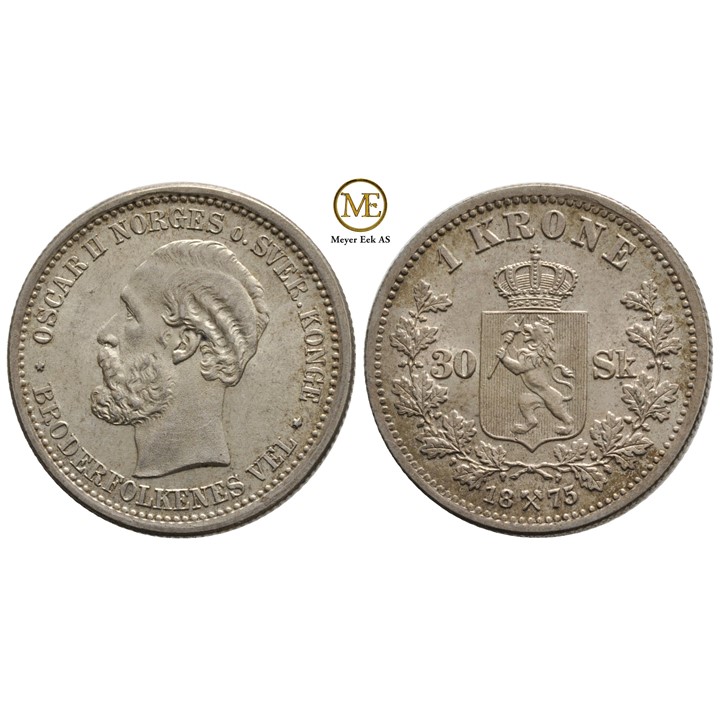 1 krone/30 skilling 1875 Oscar II. Kv.0