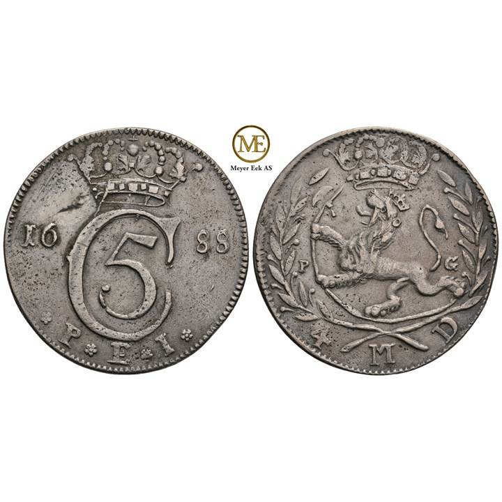 4 mark 1688 Christian V. Kv.1+