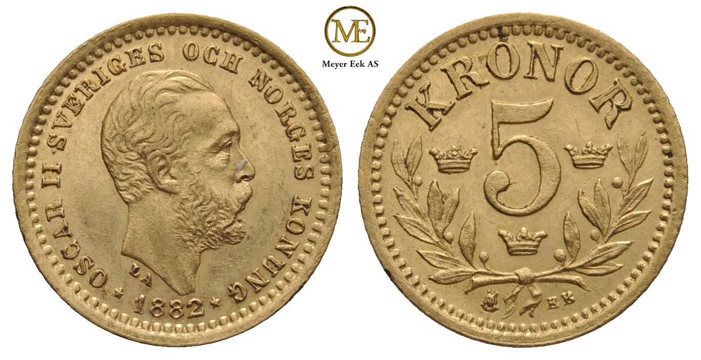 5 kronor 1882 Oscar II. Kv.01