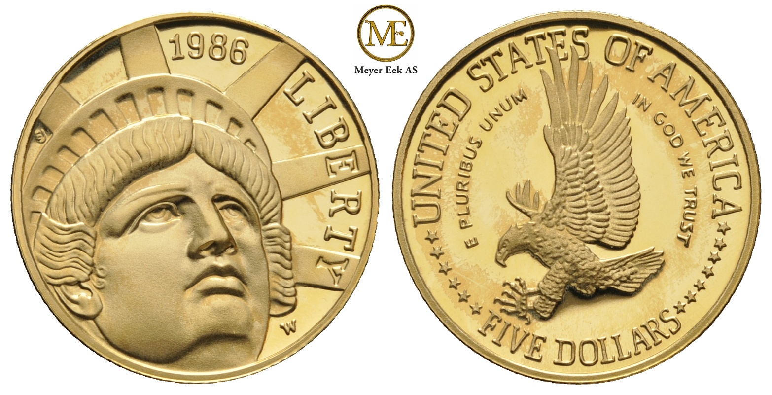 5 Dollar 1986 Statue of Liberty Centennial. Proof