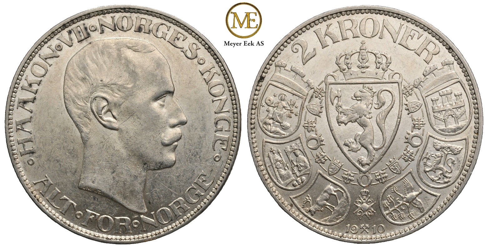 2 kroner 1910 Haakon VII. Kv. God 01