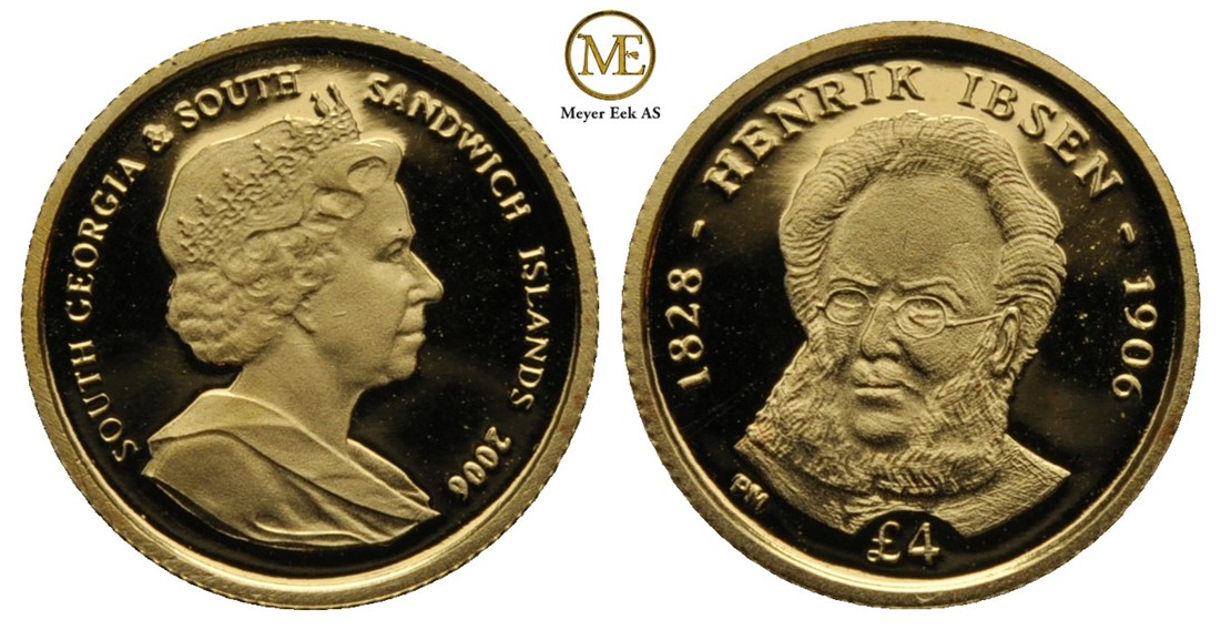 4 pund 2006. South Georgia. Ibsen. Proof. 1,24 gr. (999)