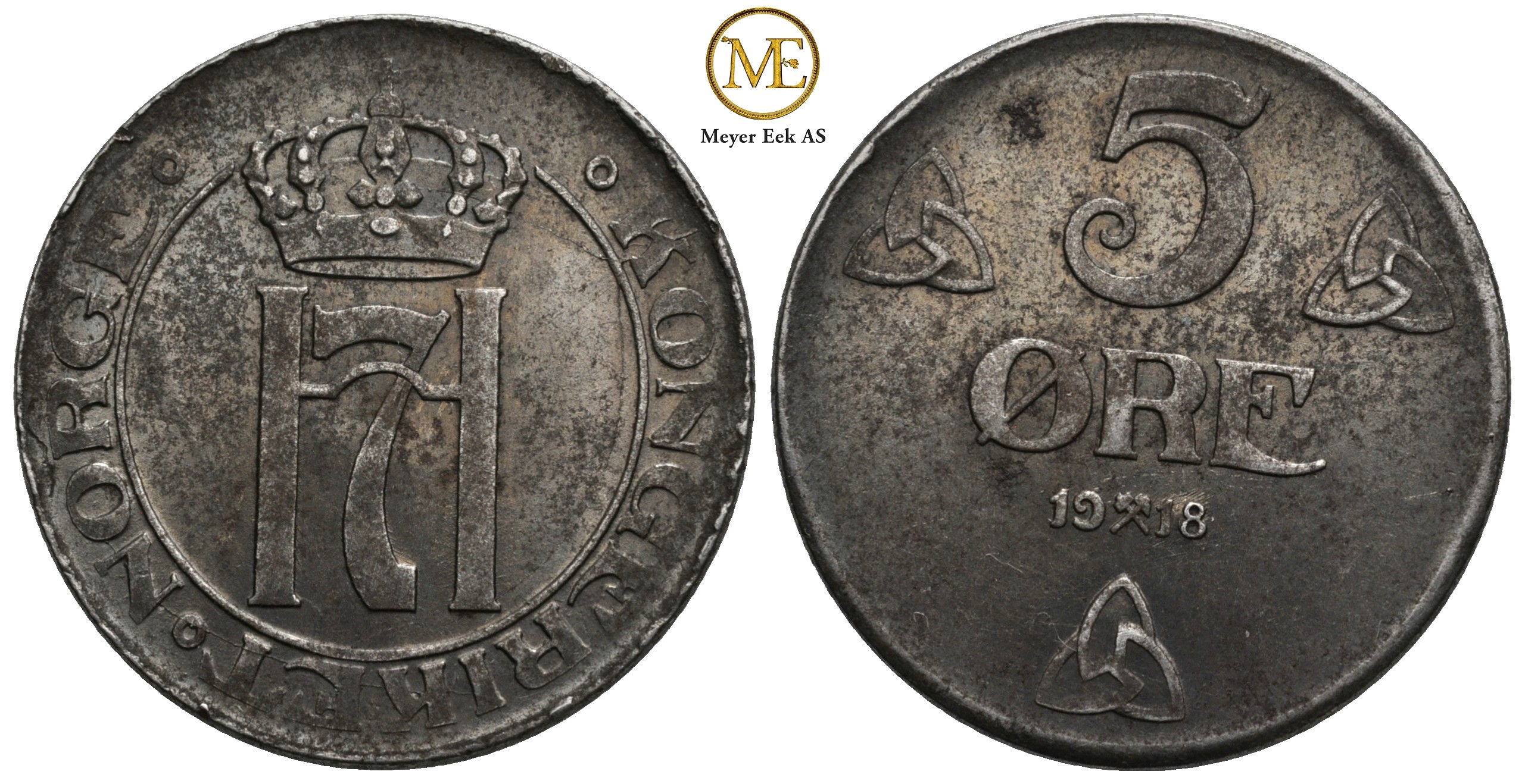 5 øre 1918 Haakon VII. Kv.0/01