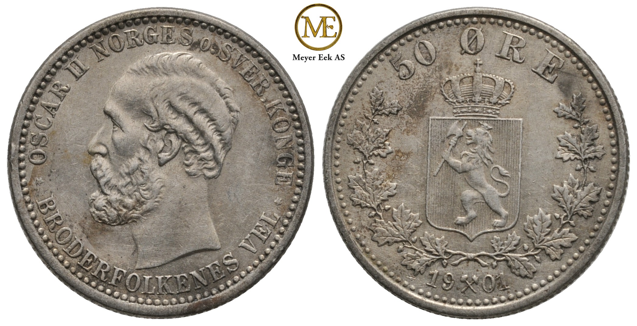 50 øre 1901 Oscar II. Kv.1+/01