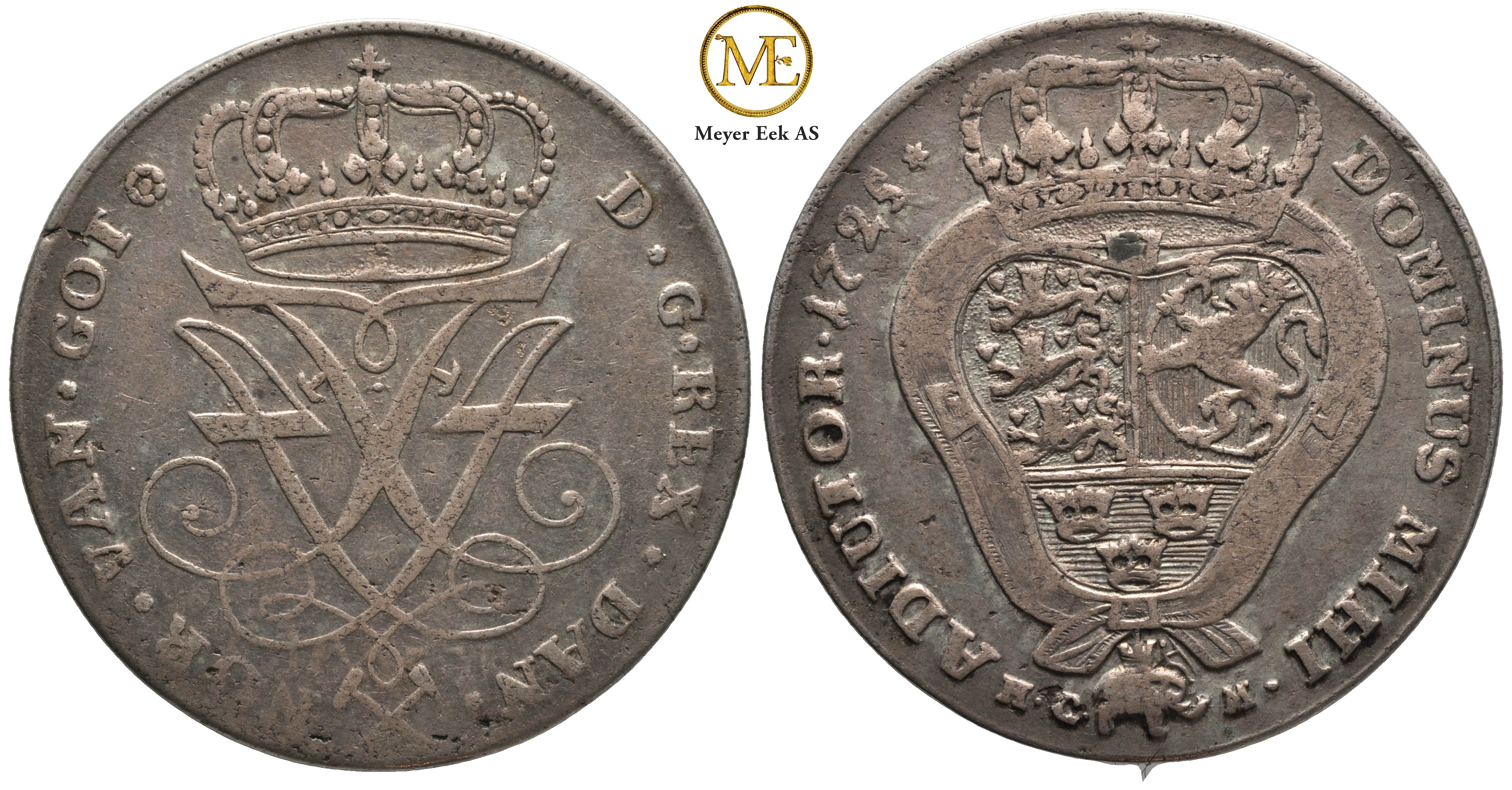 4 mark 1725 Frederik IV. Kv.1/1+